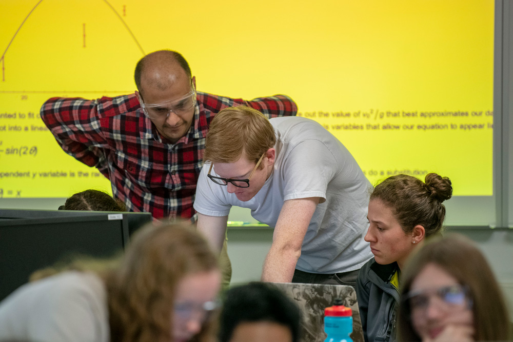 Students conducting a physics experiment