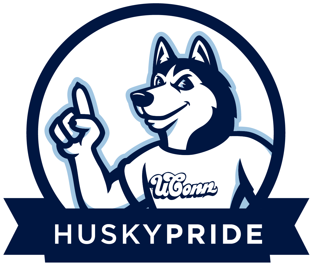 Husky Pride with Jonathan the Husky mascot badge