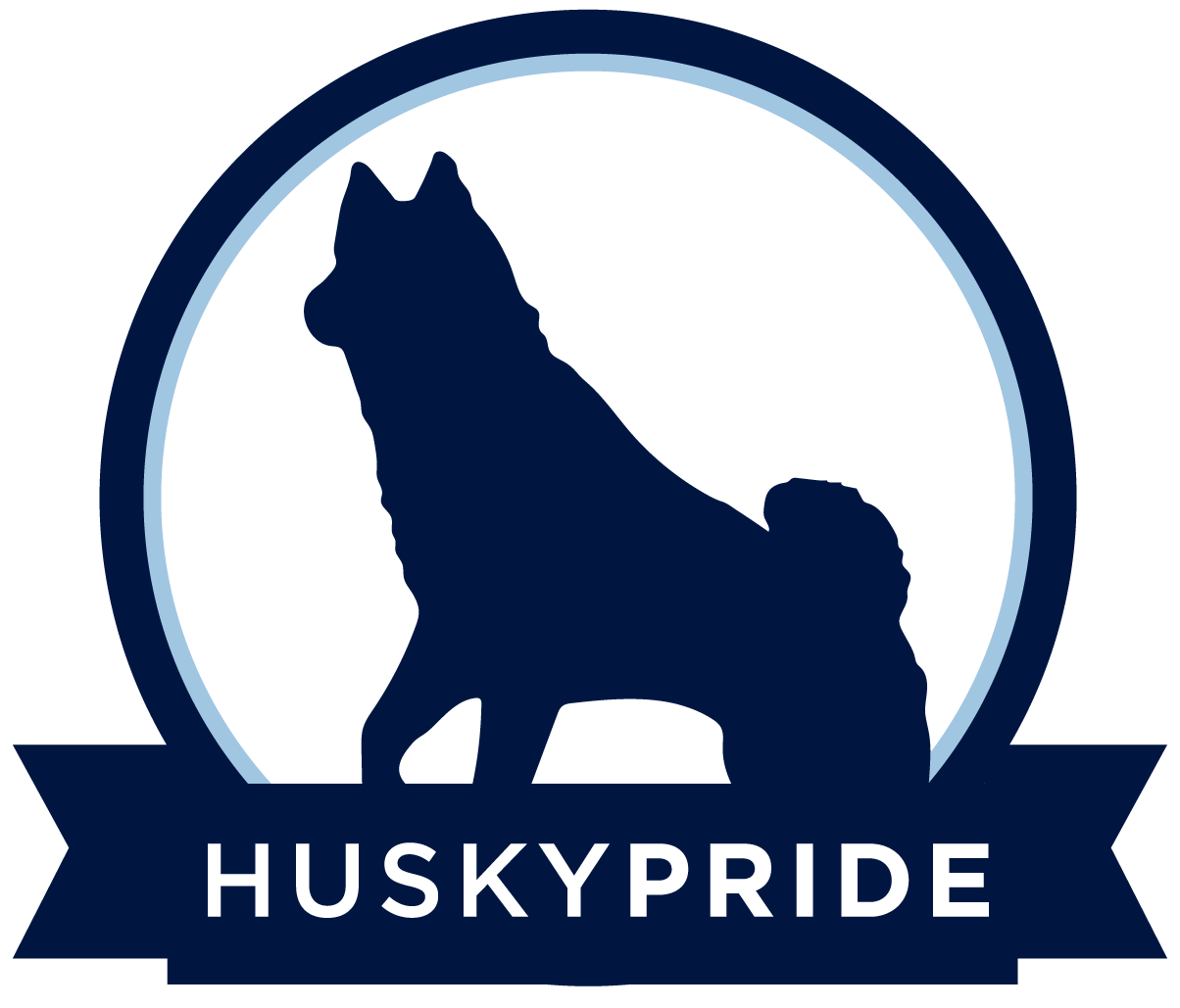 Husky Pride with Jonathan statue badge