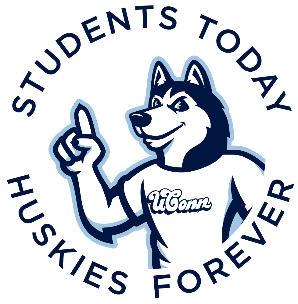 Students today. Huskies Forever. with Jonathan the Husky mascot