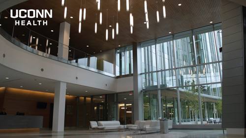 Uconn Health video background image of inside of hospital