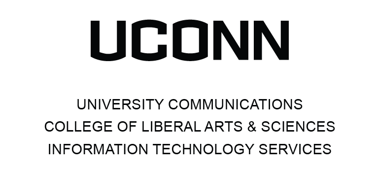 UConn logo with more than two unit names as an example of cobranding in a vertical arrangement