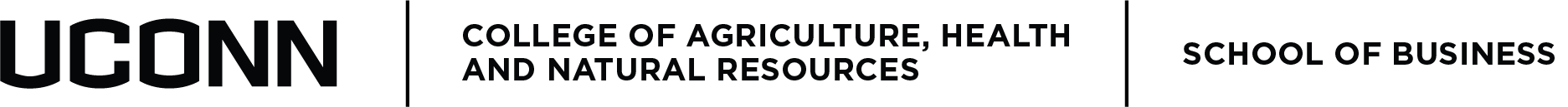 Example of two schools and colleges in co-branding; UConn College of Agriculture, Health and Natural Resources, and School of Business