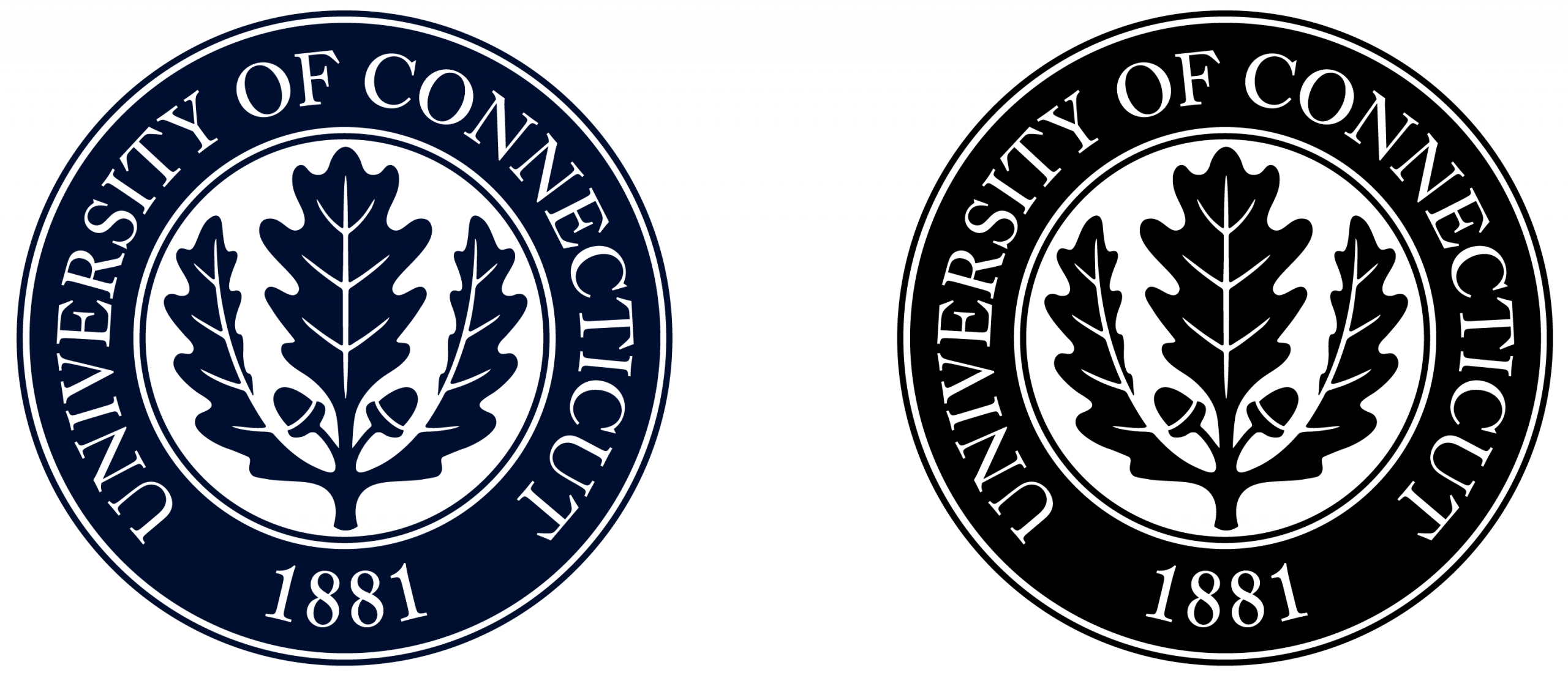 UConn seals in navy blue and black
