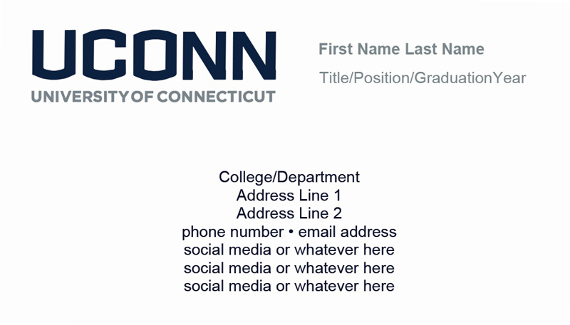 Visual example of a student business card.