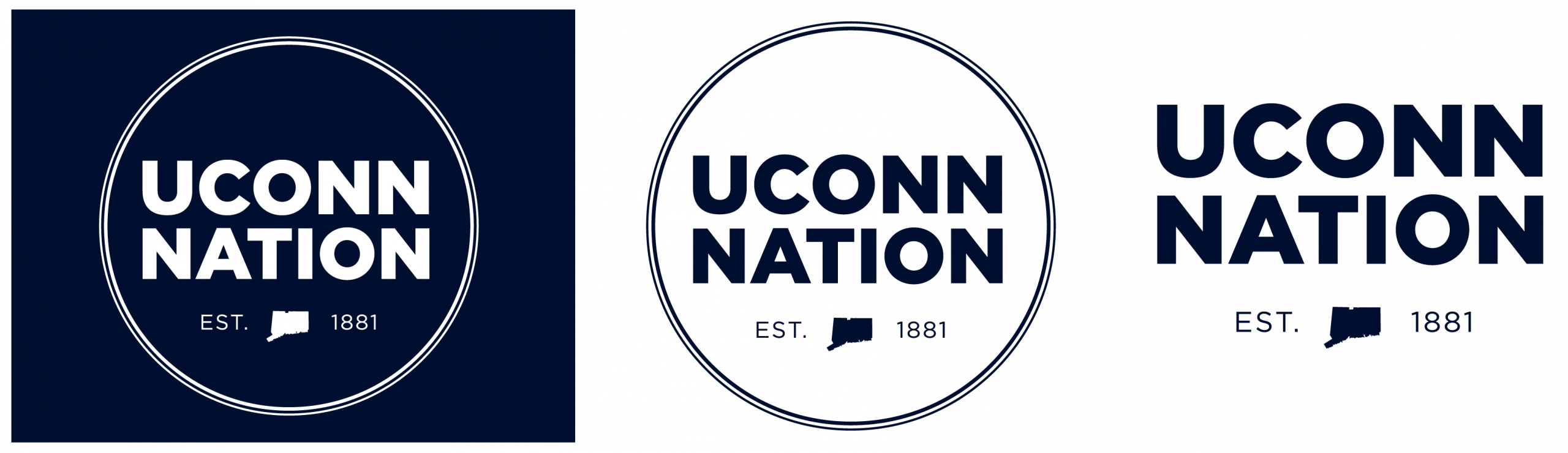 UConn Nation logos, both in circles and without