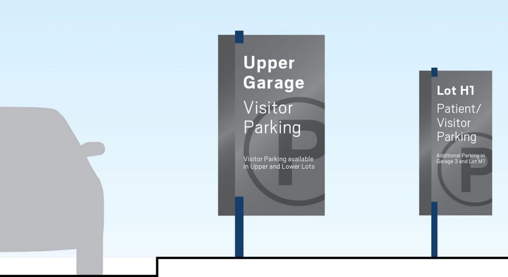 UConn parking sign type examples of varying sizes.