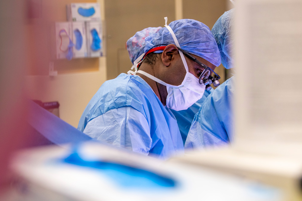 Dr. Kwame S. Amankwah, Chief of Vascular and Endovascular Surgery performing a bypass surgery