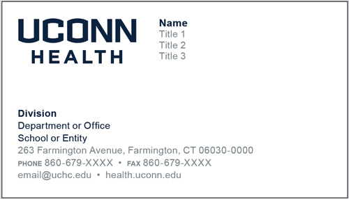UConn Health business card example