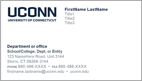 UConn Business card example