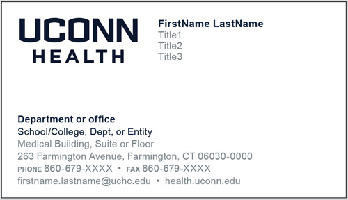 UConn Health Business card example for dual appointments