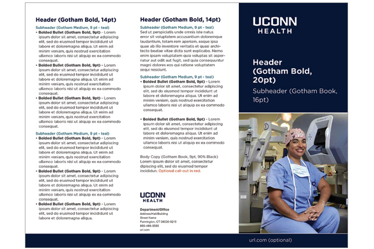 3 fold UConn Health brochure example
