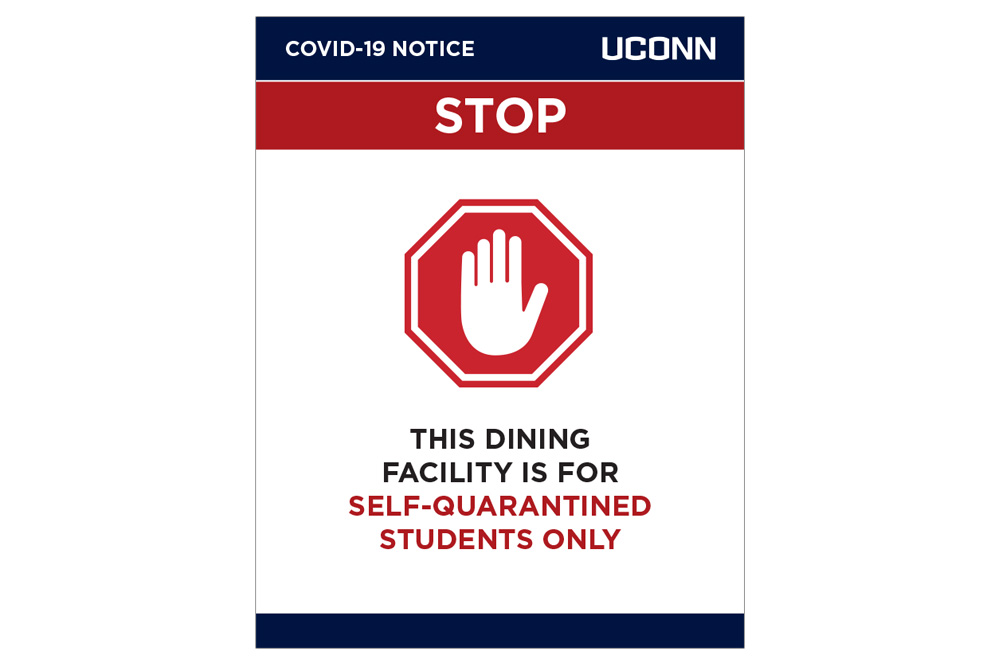 Quarantine dining area sign